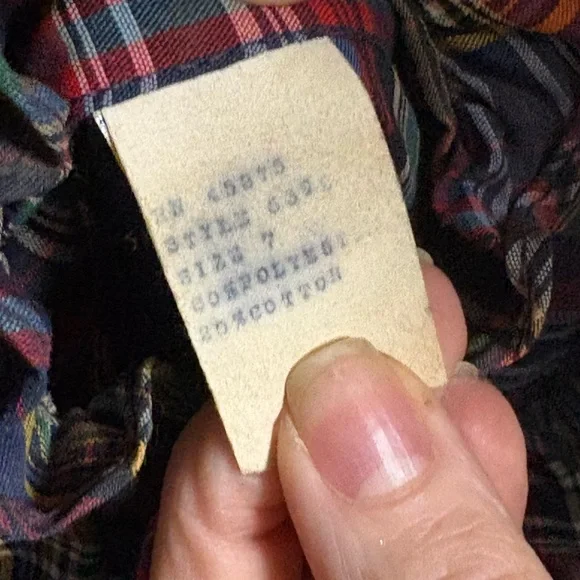 Vintage Colorful Plaid Ruffle Dress with Pearl Buttons - Picture 4 of 4